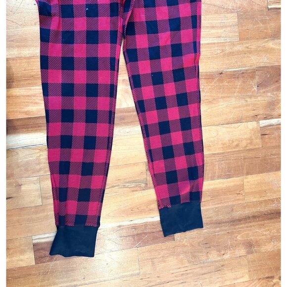 L.L. Bean Mens Plaid Onepiece Pajamas With Button Front & Cuffs Christmas Small - Picture 3 of 8